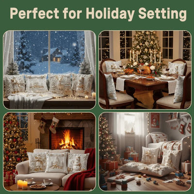 🎄Christmas 3D decorative pillowcases (set of 4) - FairyLightTrees