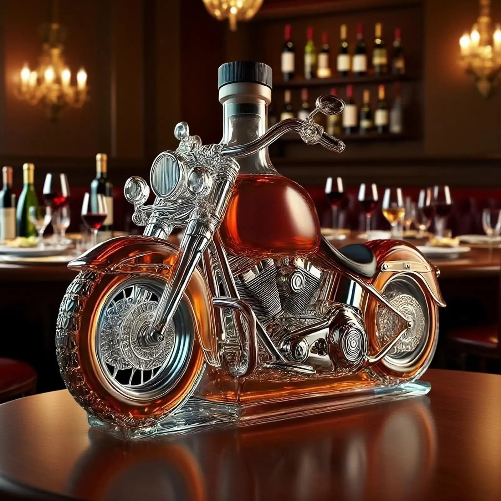 Motorcycle Whiskey Decanter – Vintage Biker Collector Edition - FairyLightTrees